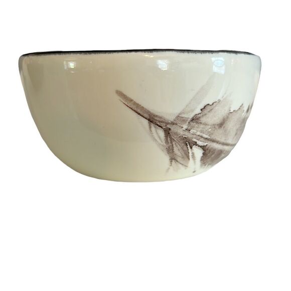 Small Bowls Floor 9 Boho Chic Feathers Accent Matching Dip Sauce Set of Two 4” - Picture 5 of 11